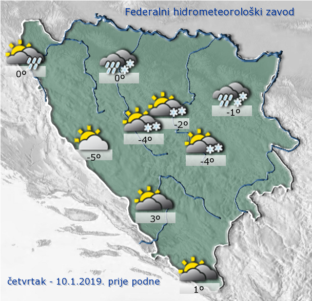 U BiH pretežno oblačno vrijeme uz padavine 1 10.1.